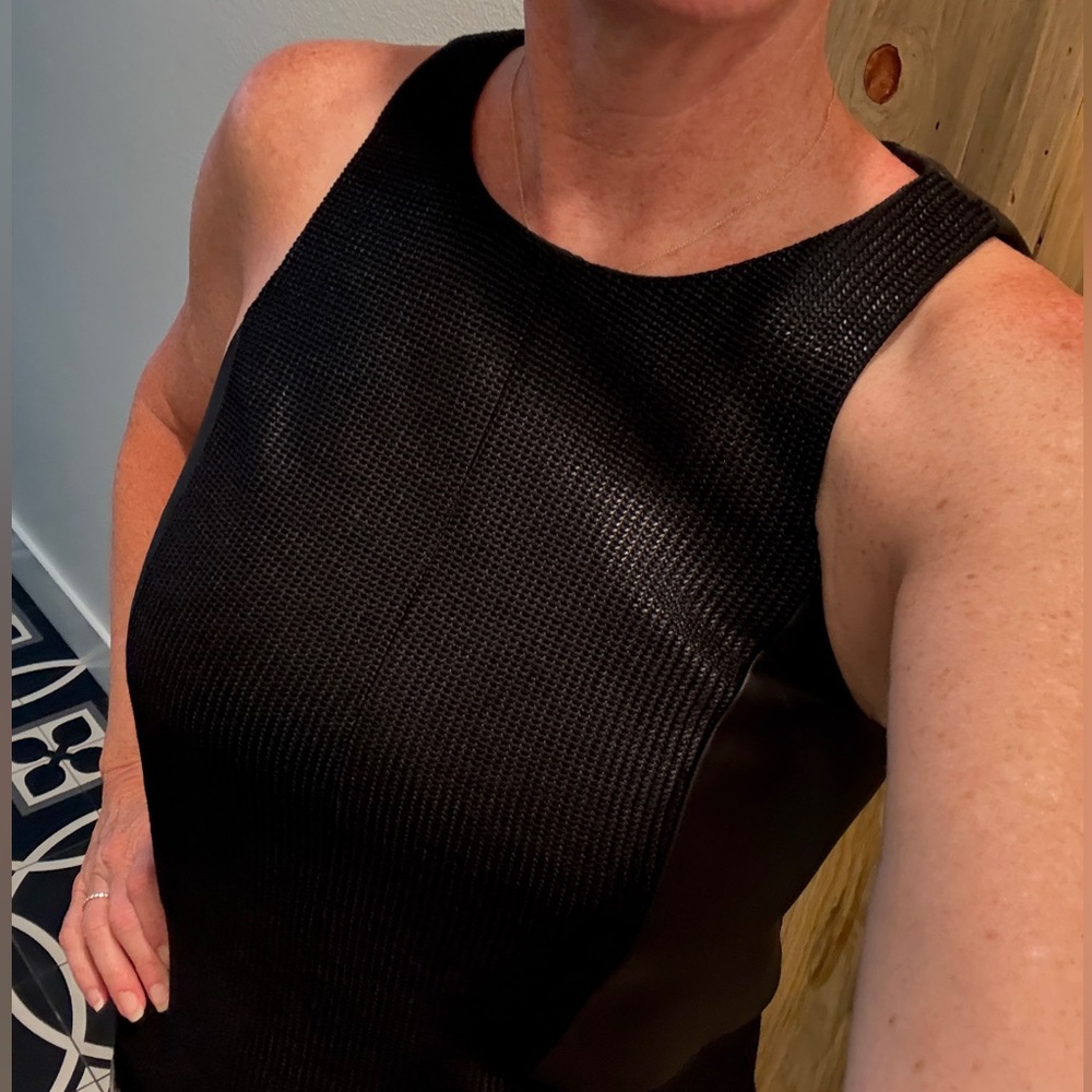 Rag & Bone Lamb Leather Trim Tunic Sleeveless Lined Tank Top EUC Size S